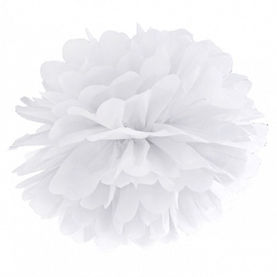 pom poms blomma vit Partydeco