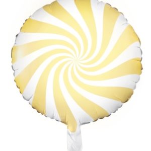 Folieballong CANDY, gul/vit