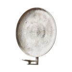 Rund väggljusstake CARTER i nickelfärgad aluminium, 30 cm, med strukturerad metallyta och ljushållare.