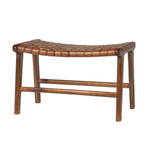 Pall PORTO i teak och läder, konjak