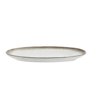 Ovalt serveringsfat, vit/brun