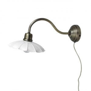 Vägglampa GUSTAV, vit/antik mässing