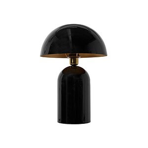 Svart bordslampa ROME från Wikholm Form, med kupolformad skärm och robust järnfot.