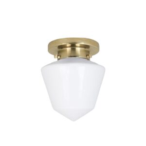 Badrumslampa tak Signe med mässingsfäste och opalvitt glas från Strömshaga – klassisk plafond i tidlös design för badrum