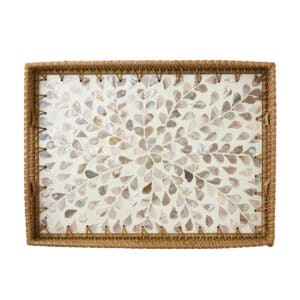 Bricka SUNNY med snäckmönster rotting natur/beige 38x28 cm