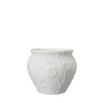 Vit porslinskruka Eliza med diskret blomrelief, Ø14 cm