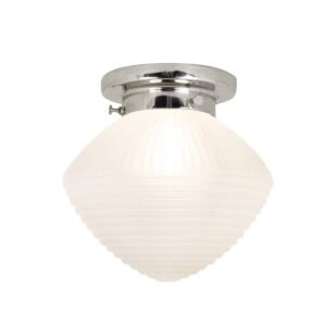 Tänd badrumslampa Alfred i nickel med frostat glas, taklampa Ø24 cm IP44