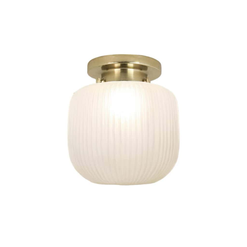 Takmonterad badrumslampa Eli i mässing med frostat glas, liten modell