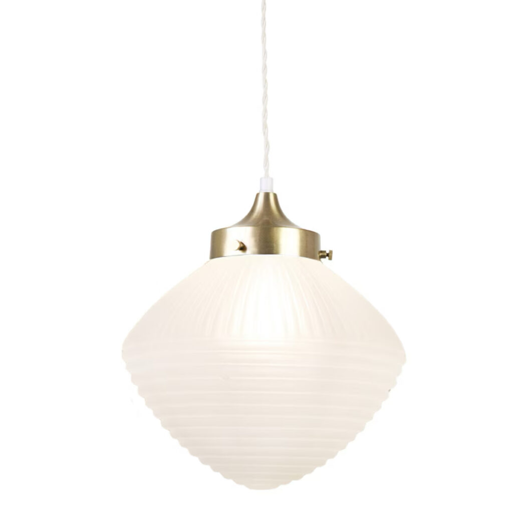 Tänd taklampa Alfred i mässing med frostat glas Ø24 x H30 cm