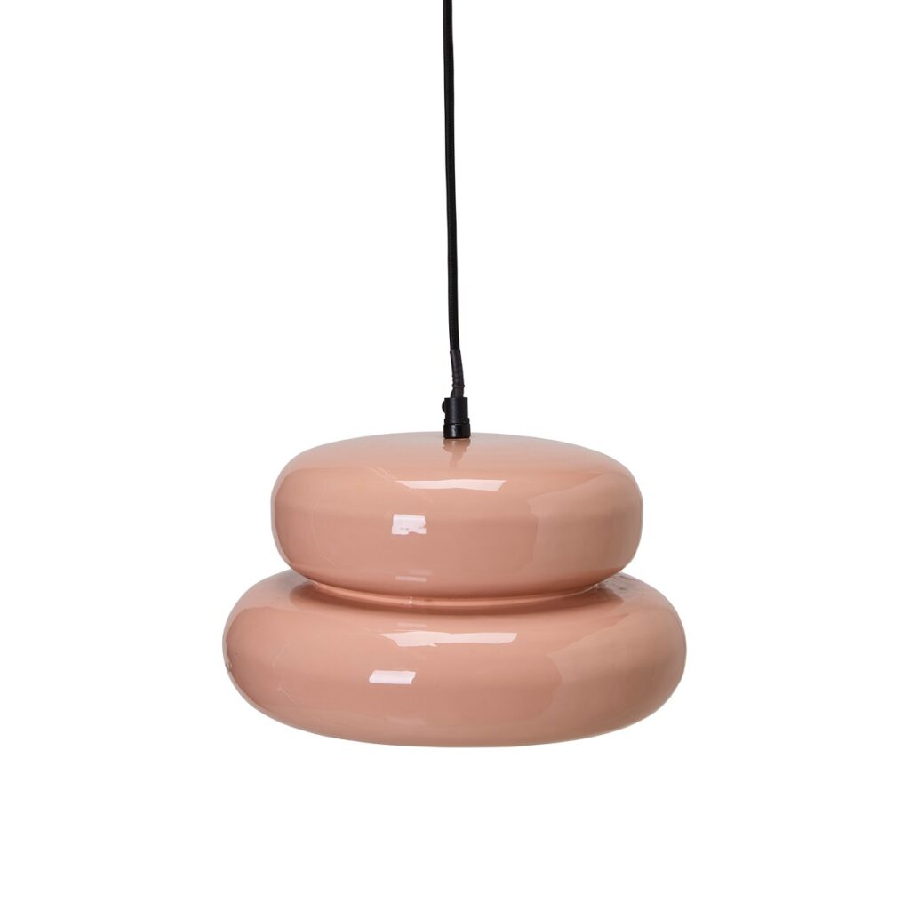Padova taklampa 27 cm i persikorosa metall med rund, skulptural form