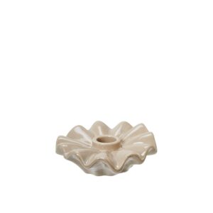 Ljusstake EVELINA beige vågig, Ø12 cm