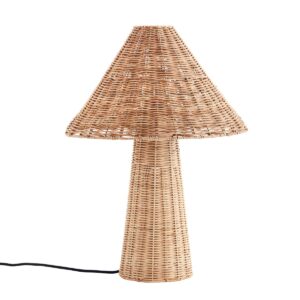 Bordslampa i naturfärgad rotting med handflätad lampskärm, 40x50 cm