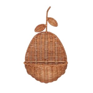 Väggkorg CITRON i naturfärgad rotting med stjälk och blad.