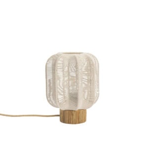 Bordslampa i offwhite bomullsrep och sjögräs med naturfärgad bas och textilsladd.